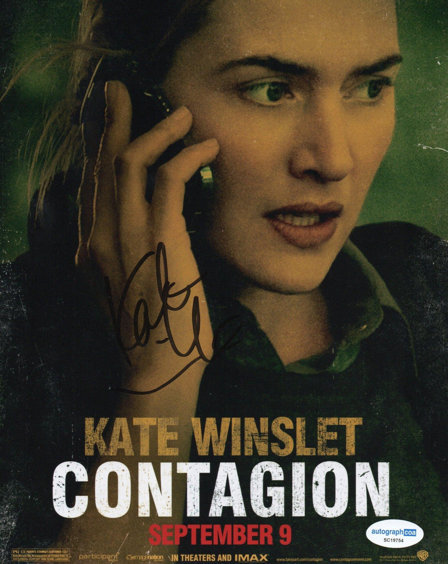 KATE WINSLET SIGNED CONTAGION 10X8 PHOTO ALSO ACOA CERTIFIED