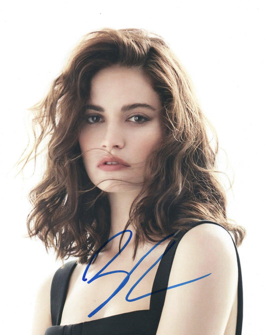LILY JAMES SIGNED SEXY 10X8 PHOTO (2)
