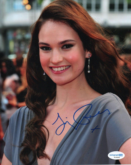 LILY JAMES SIGNED SEXY 10X8 PHOTO (5) ALSO ACOA CERTIFIED