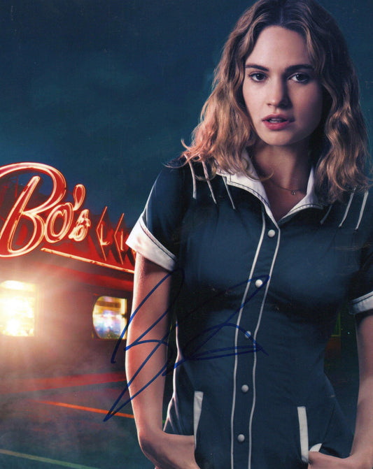 LILY JAMES SIGNED BABY DRIVER 10X8 PHOTO (2)
