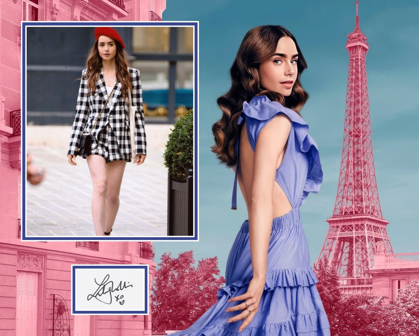 LILY COLLINS SIGNED EMILY IN PARIS PHOTO MOUNT