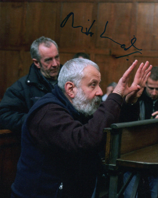 MIKE LEIGH SIGNED DIRECTING 10X8 PHOTO
