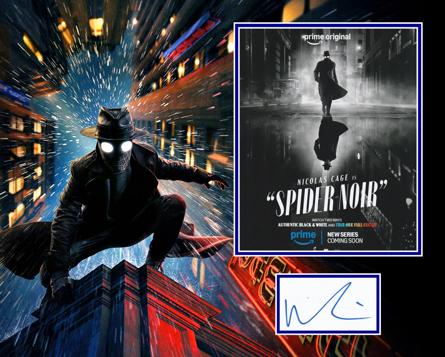 NICOLAS CAGE SIGNED SPIDER-NOIR PHOTO MOUNT