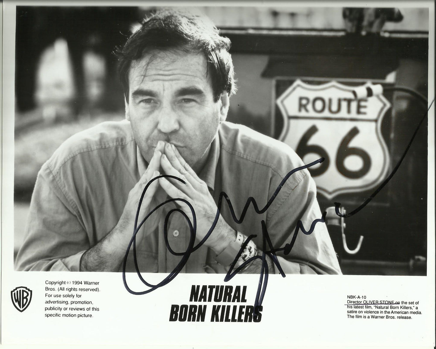 OLIVER STONE SIGNED NATURAL BORN KILLERS 8X10 PHOTO