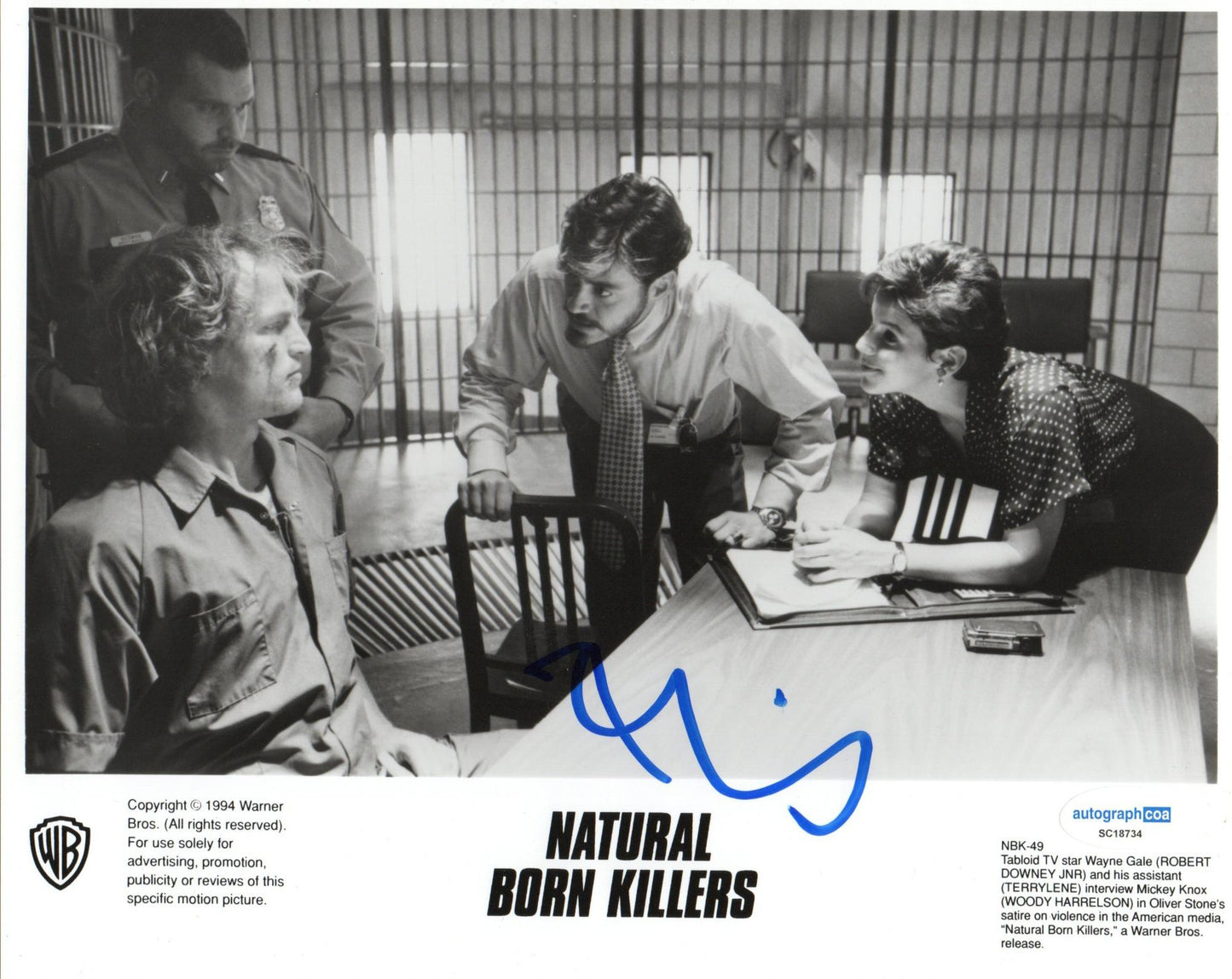 ROBERT DOWNEY JNR SIGNED NATURAL BORN KILLERS 8X10 PHOTO (1) ALSO ACOA
