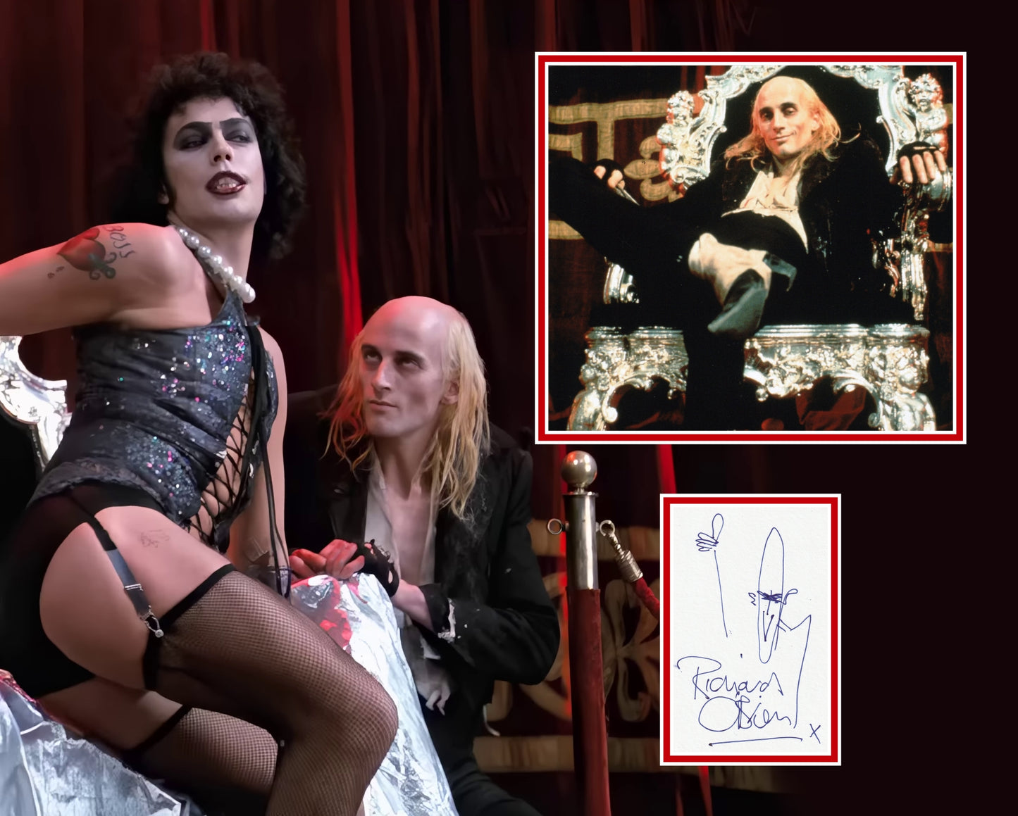RICHARD O'BRIEN SIGNED THE ROCKY HORROR PICTURE SHOW PHOTO MOUNT WITH DOODLE