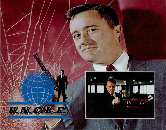 ROBERT VAUGHN SIGNED 14X11 THE MAN FROM UNCLE PHOTO MOUNT (1)