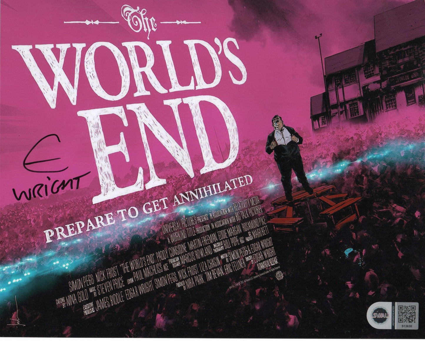 EDGAR WRIGHT SIGNED THE WORLDS END 8X10 PHOTO ALSO SWAU