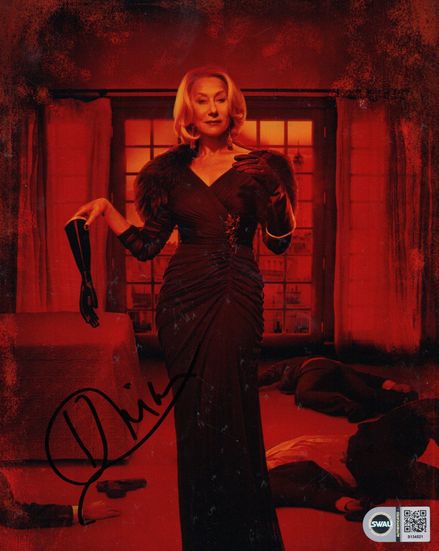 HELEN MIRREN SIGNED RED 10X8 PHOTO ALSO SWAU