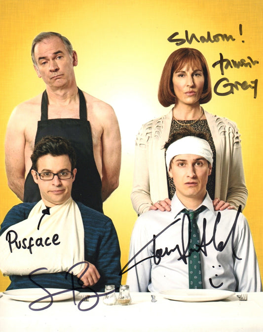 TAMSIN GREIG, SIMON BIRD AND TOM ROSENTHAL SIGNED FRIDAY NIGHT DINNER 8X10 PHOTO