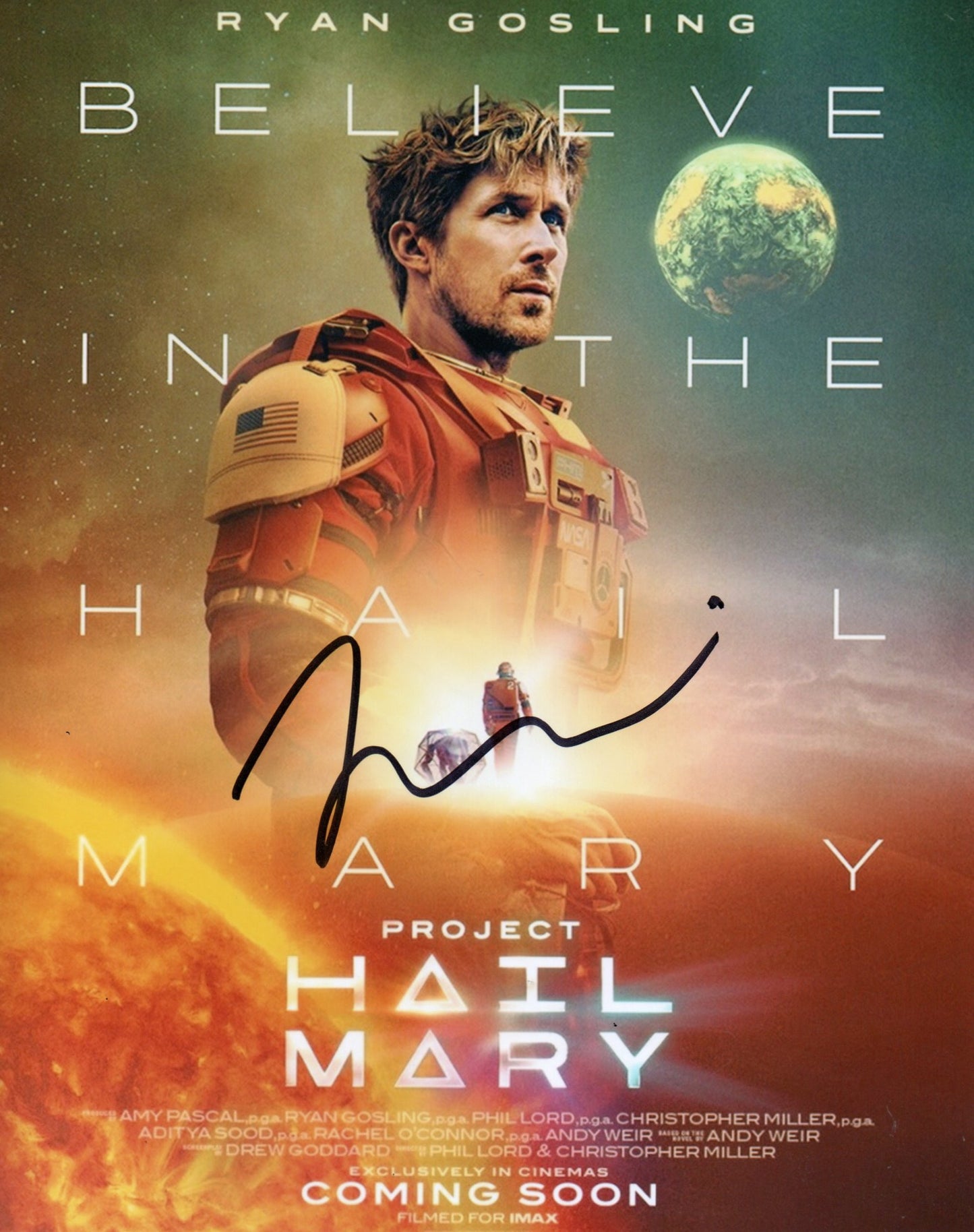 RYAN GOSLING SIGNED HAIL MARY PHOTO