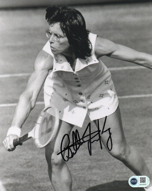 BILLIE JEAN KING SIGNED TENNIS 10X8 PHOTO (2) ALSO ACG