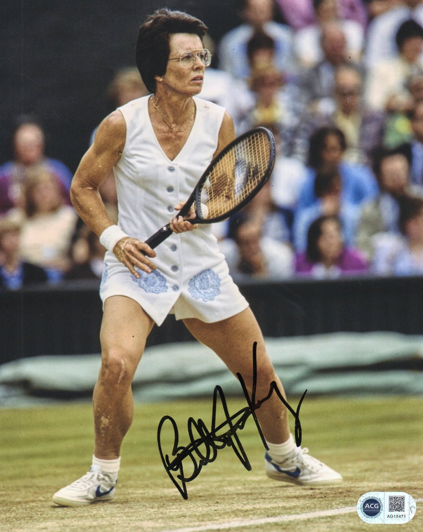 BILLIE JEAN KING SIGNED TENNIS 10X8 PHOTO (1) ALSO ACG