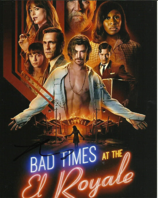 LEWIS PULLMAN SIGNED BAD TIMES AT THE EL ROYALE 8X10 PHOTO  (3)