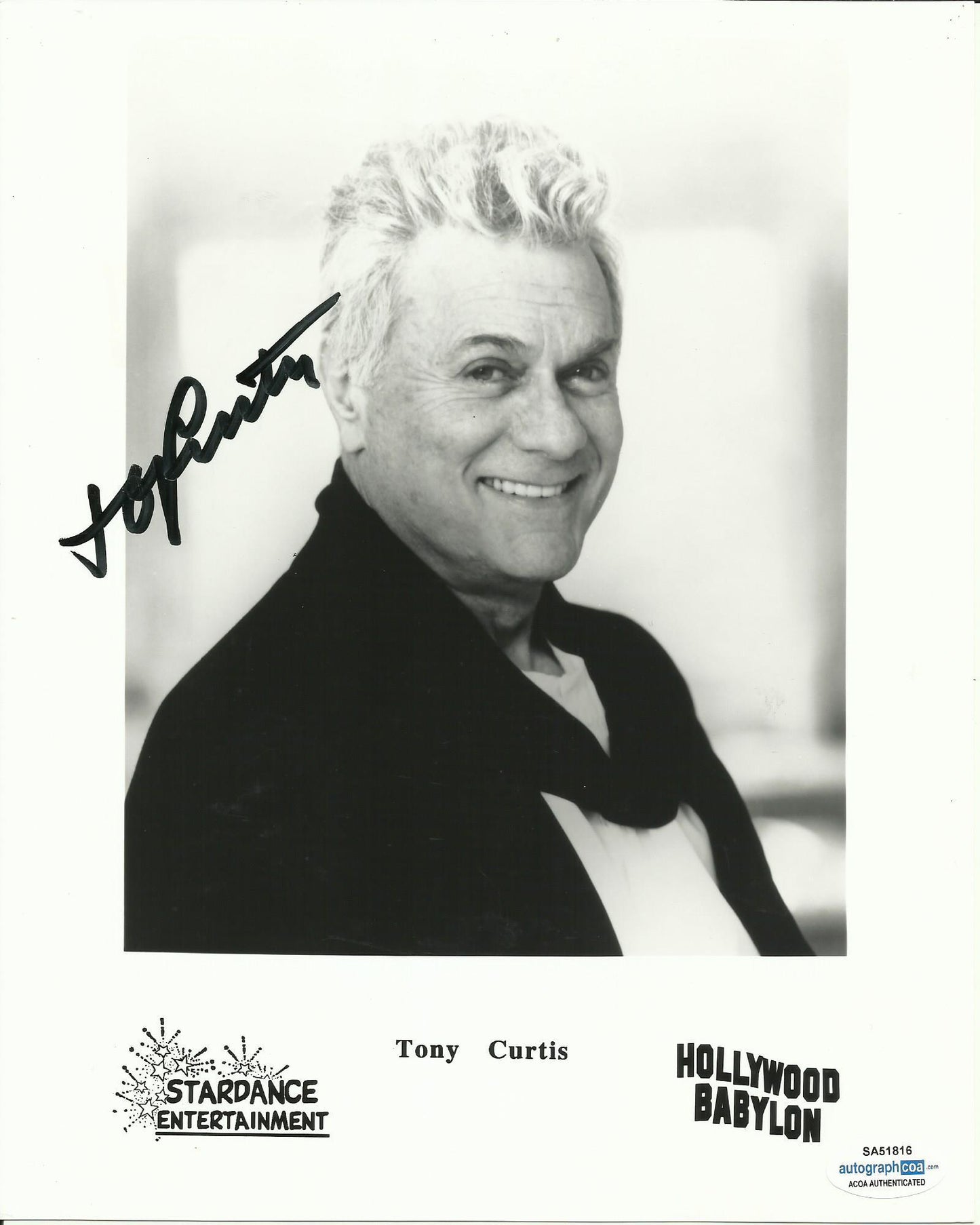 TONY CURTIS SIGNED 8X10 PHOTO also ACOA certified