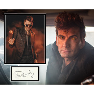 DAVID TENNANT SIGNED GOOD OMENS PHOTO MOUNT ALSO SWAU