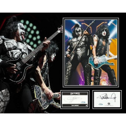 PAUL STANLEY AND GENE SIMMONS SIGNED KISS PHOTO MOUNT ALSO ACOA