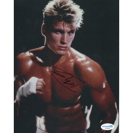 DOLPH LUNDGREN SIGNED ROCKY 4 8X10 PHOTO (4) ALSO ACOA CERTIFIED
