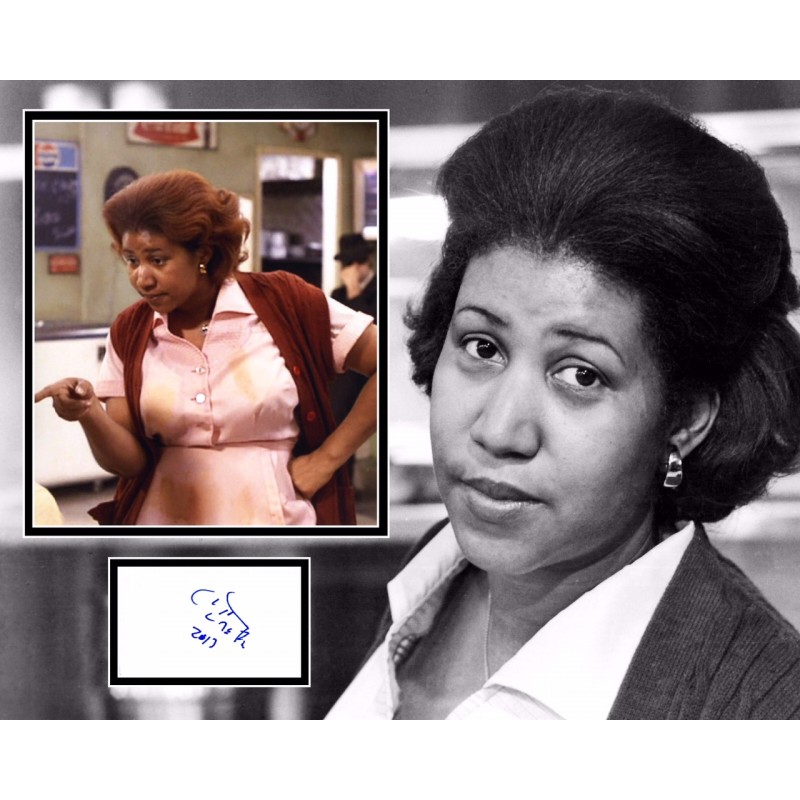 ARETHA FRANKLIN SIGNED BLUE BROTHERS PHOTO MOUNT