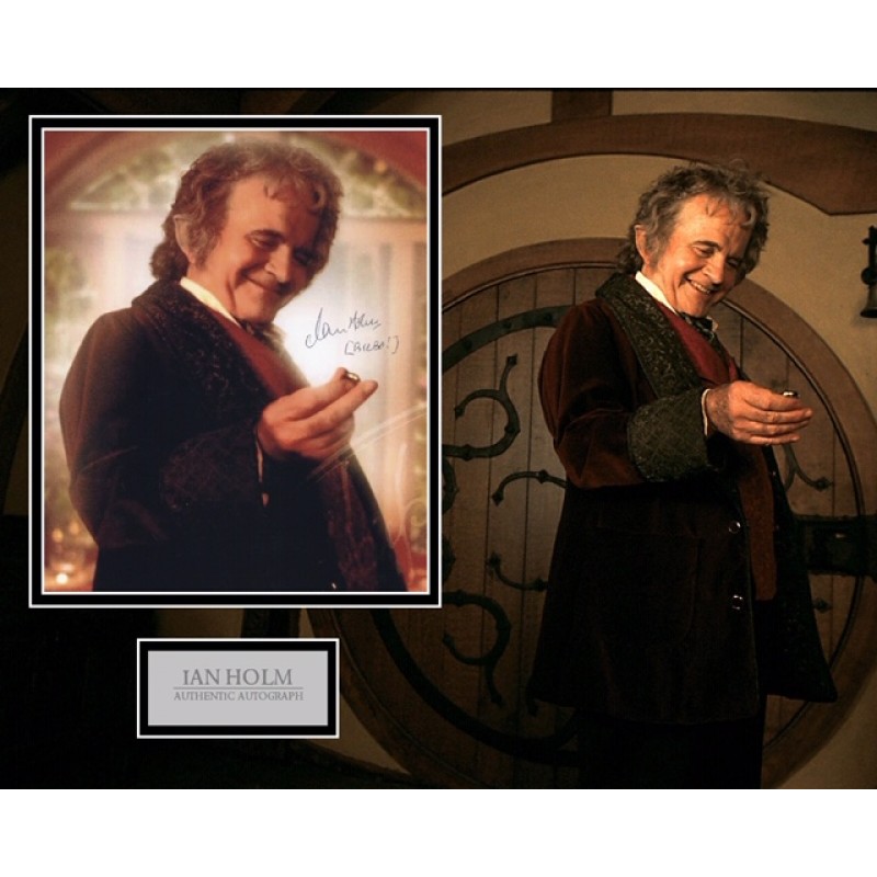 IAN HOLM SIGNED LORD OF THE RINGS PHOTO MOUNT UACC REG 242 (1)