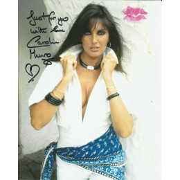 CAROLINE MUNRO SIGNED SEXY 10X8 PHOTO ALSO KISSES WITH RED LIPSTICK (4)
